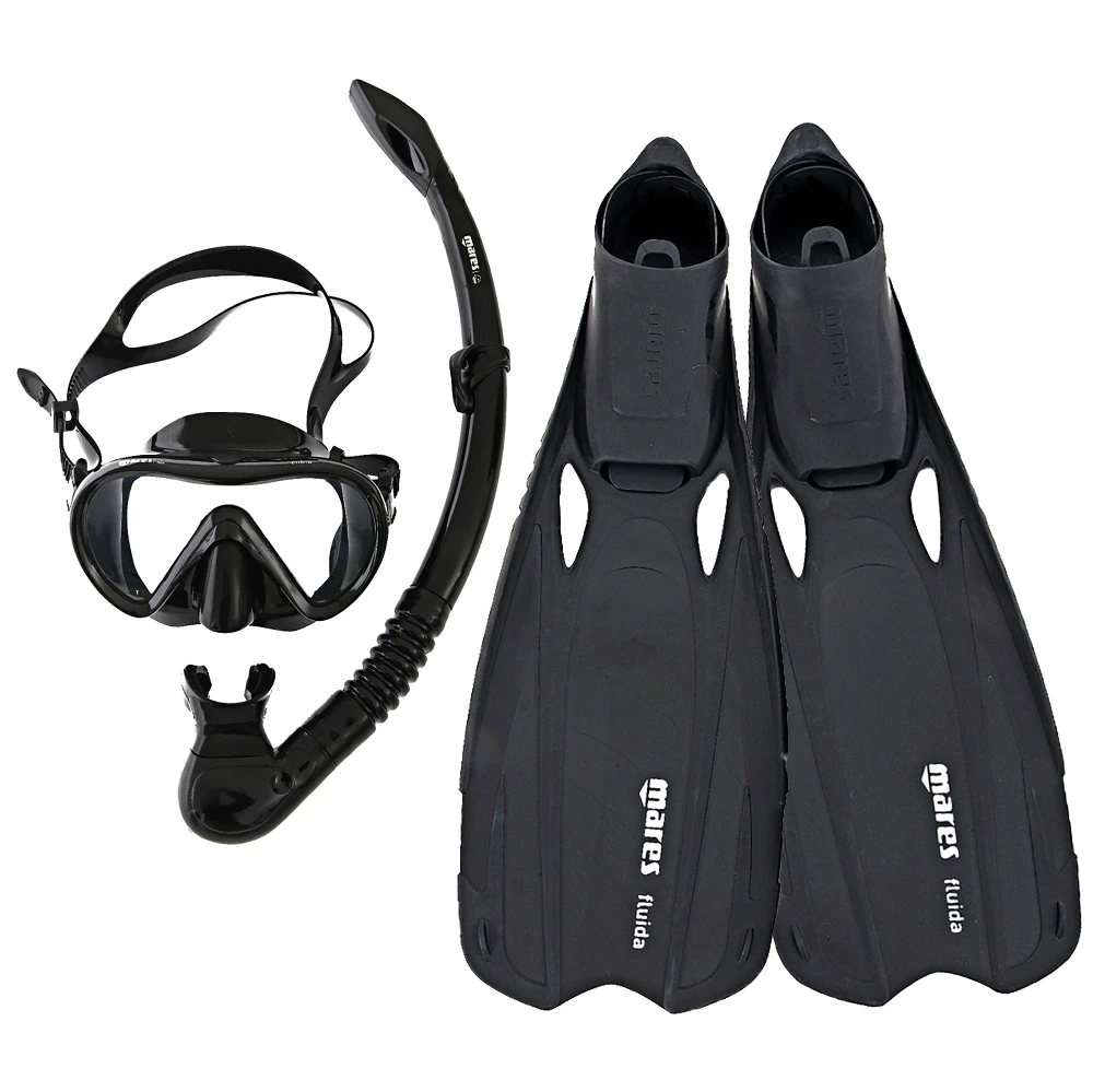 Mares Cobia And Fluida Adult Dive Mask Snorkel And Fins Set Blue 3 Mares Cobia And Fluida Adult Dive Mask Snorkel And Fins Set Blue