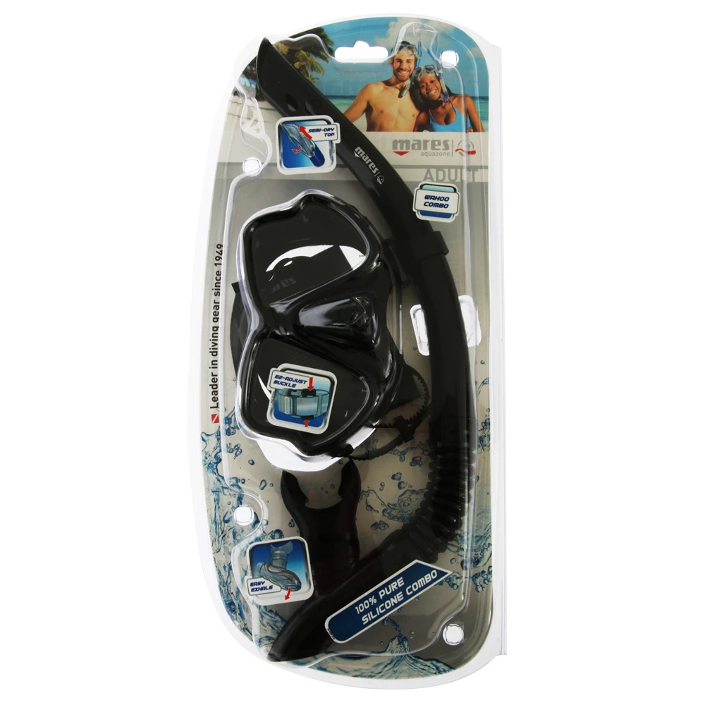 Mares Wahoo Adult Dive Mask And Snorkel Set Black 3 Mares Wahoo Adult Dive Mask And Snorkel Set Black