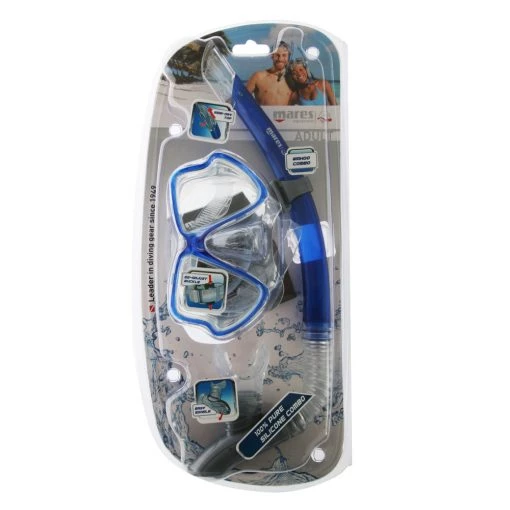 Mares Wahoo Adult Dive Mask And Snorkel Set Blue/Clear -Cheap Mares Shop 124068 1